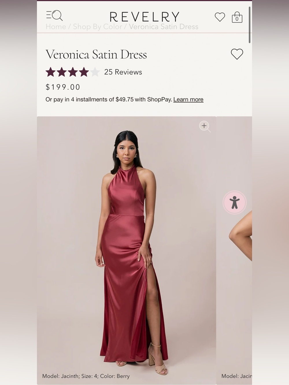 Revelry Veronica Satin Dress in Berry Size 6 Bridesmaid Dress